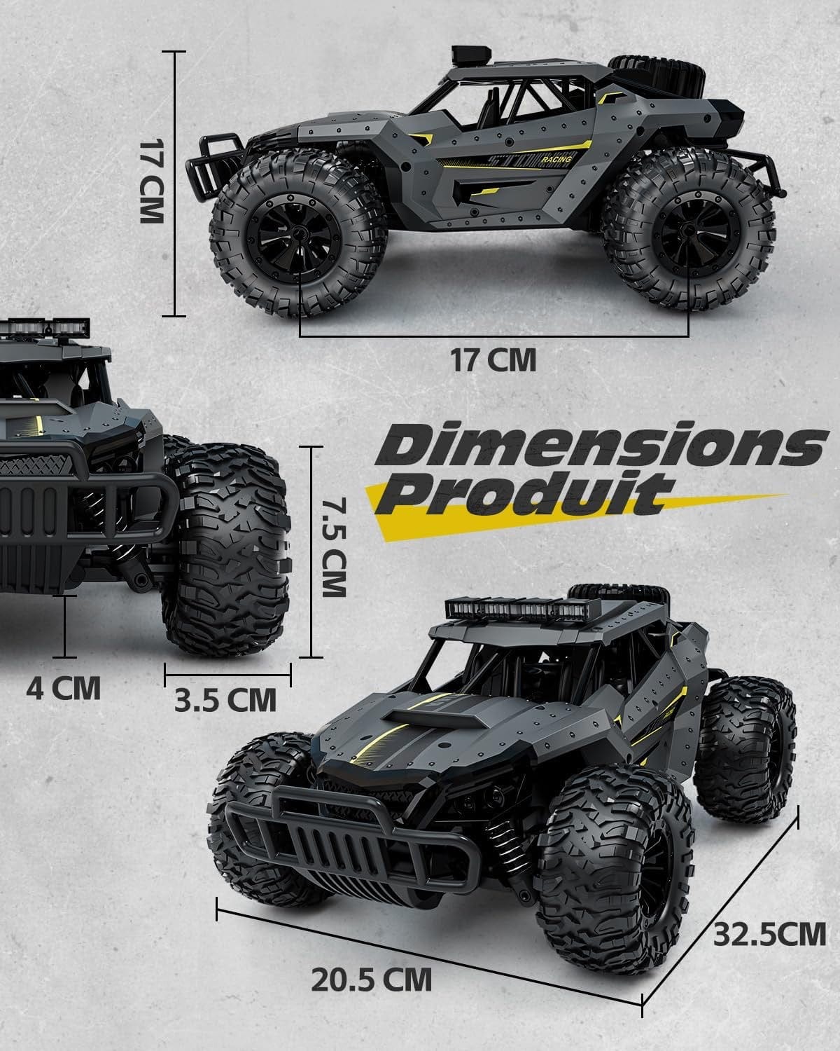 Voiture Télécommandée RC Tout-Terrain Autonomie 60 Min LED - rc-zone